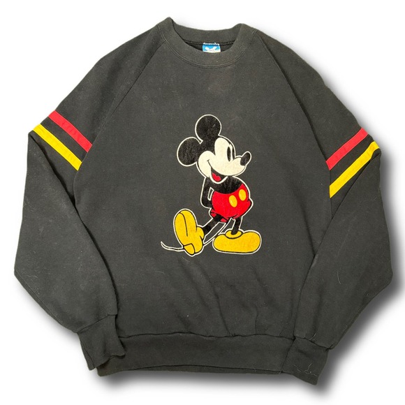 Disney Mickey Mouse 80s Vintage Black Red Yellow Crewneck - Picture 1 of 7